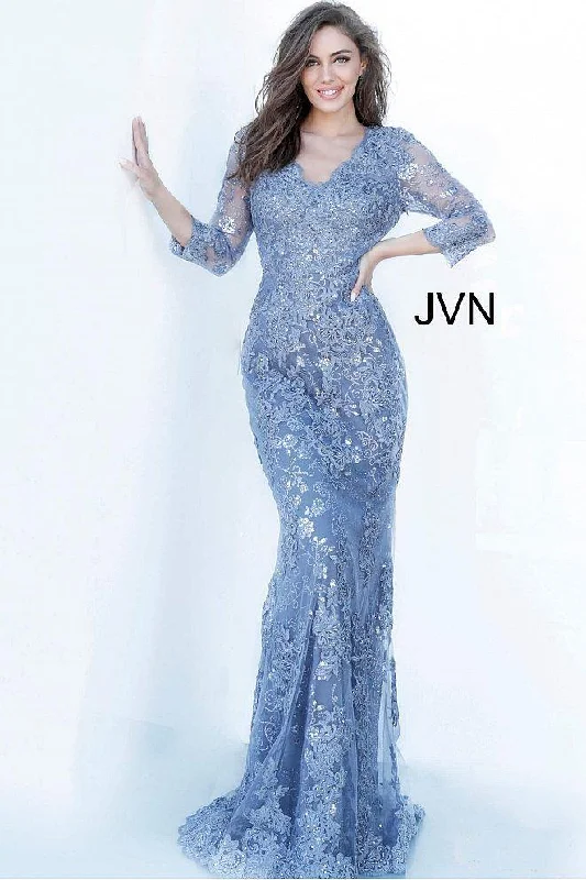 Jovani 3402321 3/4 Sleeve Long Formal Lace Dress