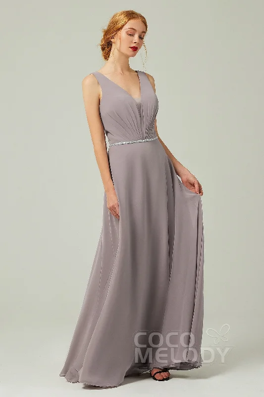 A-Line Floor Length Chiffon Bridesmaid Dress CB0332