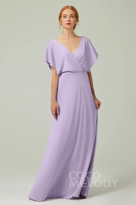 A-Line Floor Length Chiffon Bridesmaid Dress CB0351