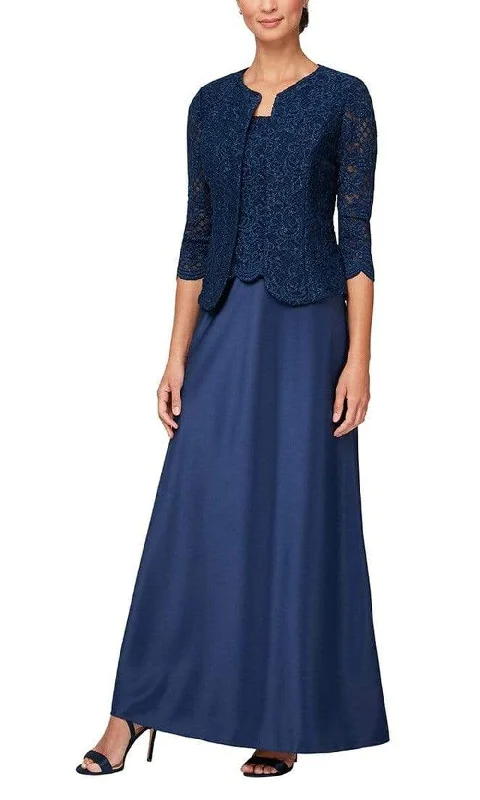 Alex Evenings - 81122326 Embroidered Lace Scoop Neck Formal Dress with Jacket