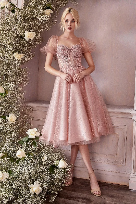 Blush XL Cinderella Divine CD0187 Formal Midi Glitter Prom Dress Sale