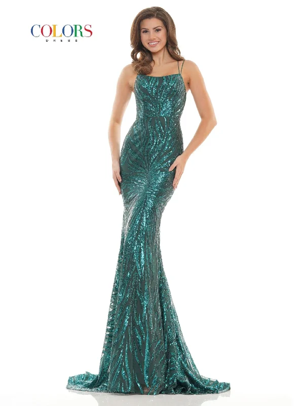 Colors 2743 Colors Long Formal Fitted Sequins Prom Dress