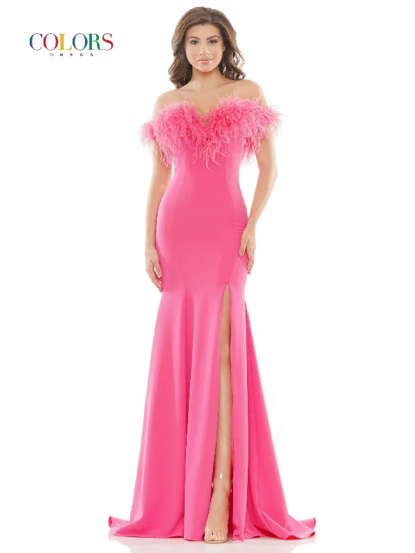 Colors 2663 Colors Long Off Shoulder Formal Prom Dress