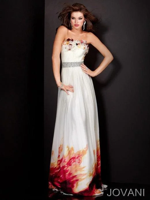 Jovani 4878 Long Formal Strapless Print Dress