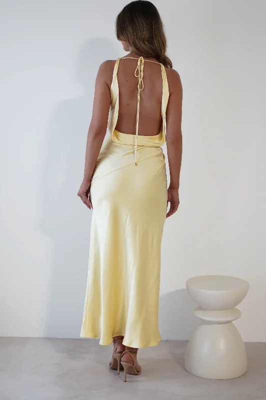 Leah Cowl Neckline Maxi Dress | Yellow