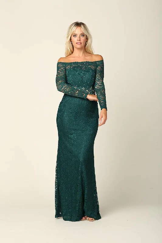 Long Off Shoulder Formal Lace Evening Party Dress Sale