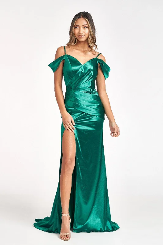 Long Satin Off Shoulder Mermaid Evening Dress