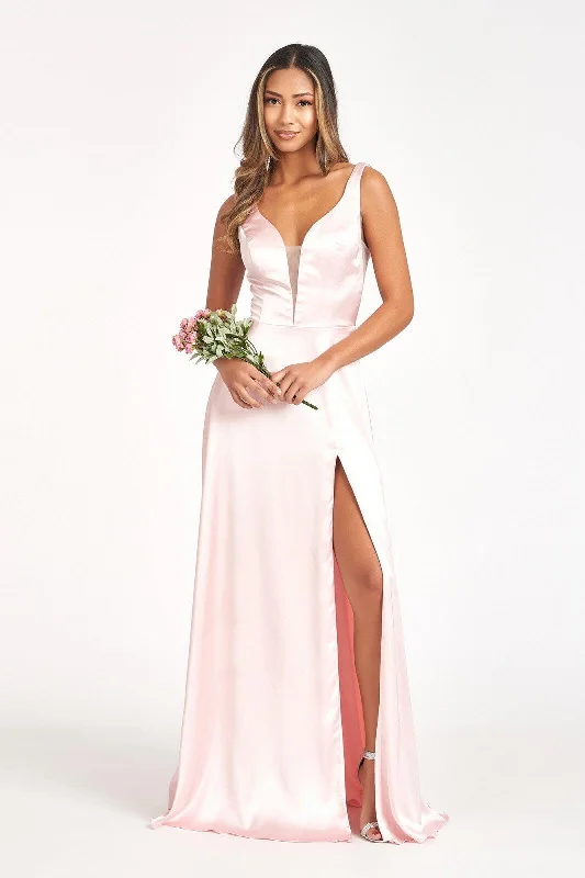 Long Sleeveless Formal Bridesmaid Satin Dress