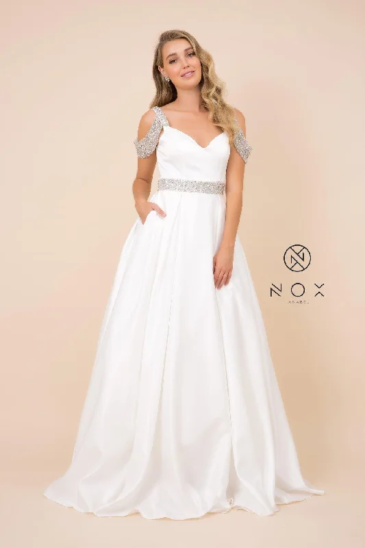 Long Classic Off Shoulder Wedding Dress White