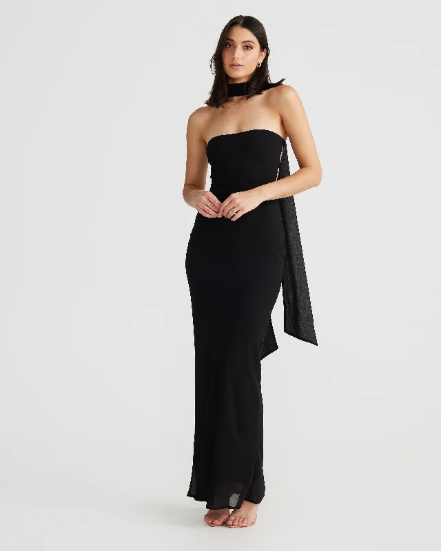 MÉLANI The Label VIKTORIA Strapless Chiffon Backless Dress