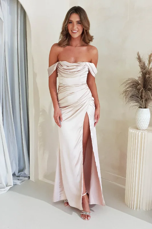 Monica Off The Shoulder Gown | Champagne