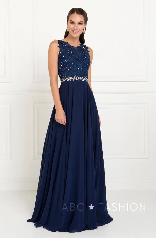 Long Applique Chiffon Dress by Elizabeth K GL2417