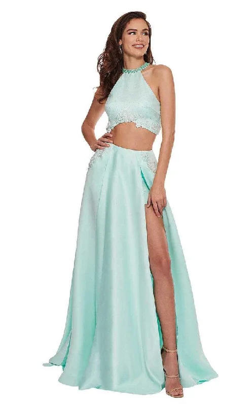 Rachel Allan Prom Two Piece Halter Long Dress 6533