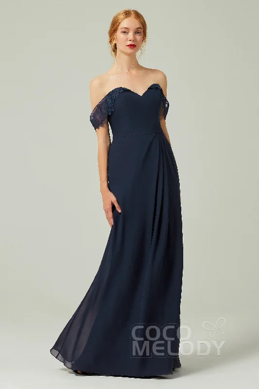 Sheath-Column Floor Length Chiffon Bridesmaid Dress Formal Dresses CB0338