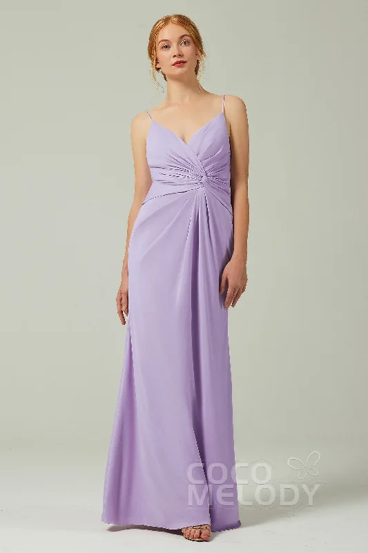 Sheath-Column Floor Length Chiffon Bridesmaid Dress CB0350