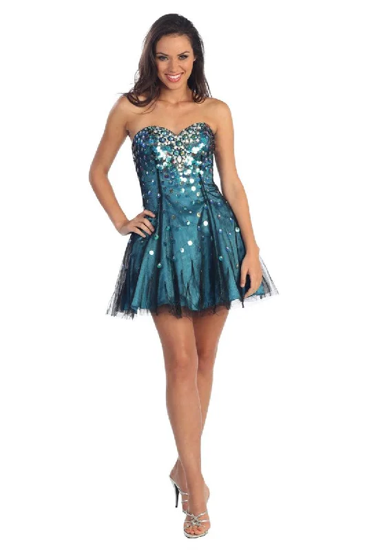 Strapless Sequined Short Prom Dress