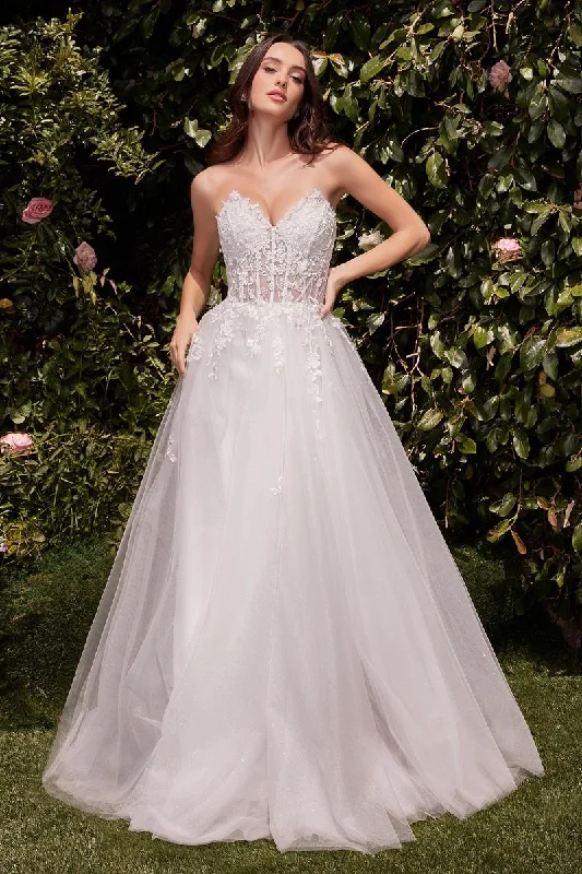 Cinderella Divine C148W Long A Line Glitter Wedding Dress