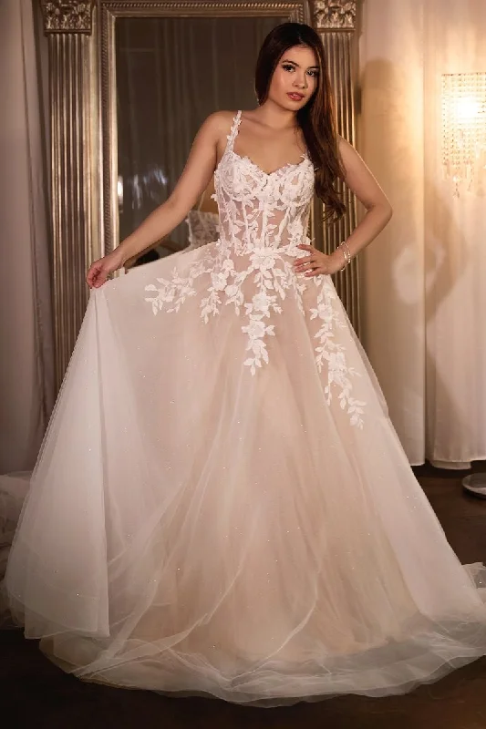 Cinderella Divine S477W A Line Long Wedding Dress