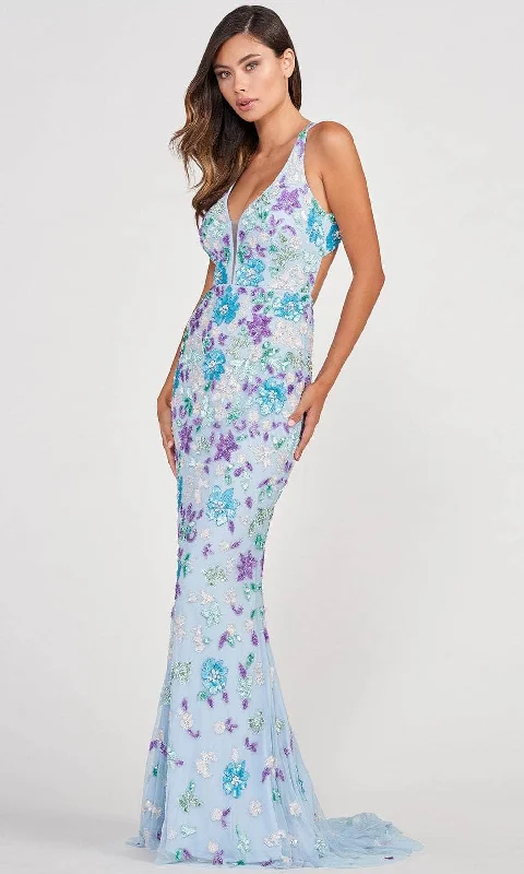 Colette for Mon Cheri CL2088 - Floral Patterned Sequin Plus Size Prom Gown