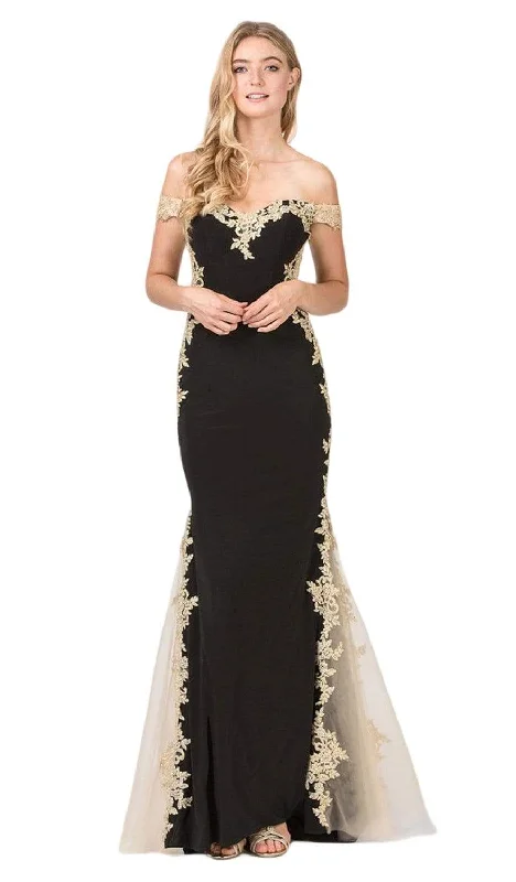 Eureka Fashion - 7006 Lace Embellished Off-Shoulder Mermaid Gown