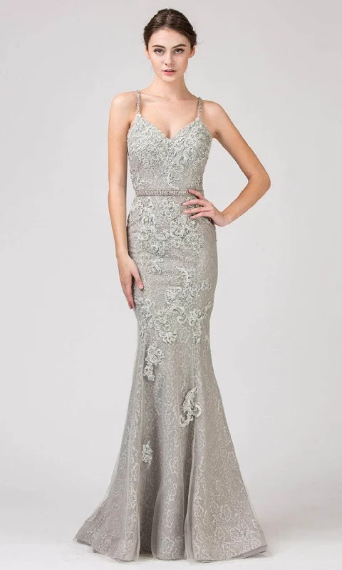 Eureka Fashion 8335 - V-Neck Sleeveless Prom Gown