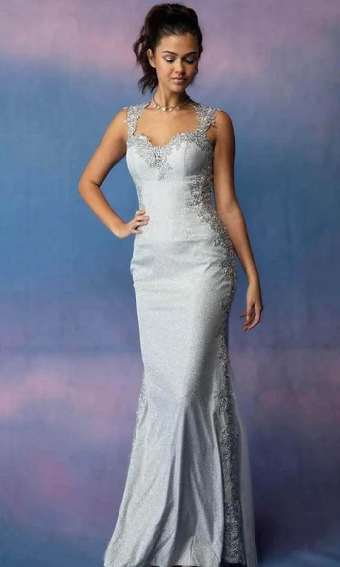 Eureka Fashion 9006 - Embroidered Sweetheart Neck Evening Gown