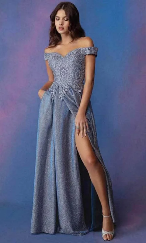 Eureka Fashion 9806 - Glittered Off-shoulder Evening Gown