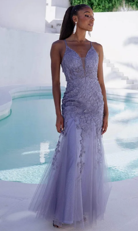 Eureka Fashion 9958 - Embroidered Sleeveless Prom Gown