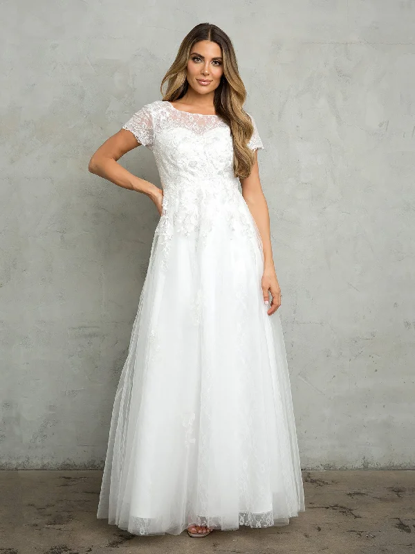 Eva Fashion 5261 Long Bridal Gown A Line Applique Wedding Dress