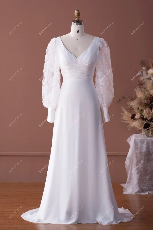 Glam Chiffon Bell Sleeves Bridal Dress