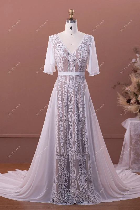 Flutter Sleeve Boho Wedding Dress