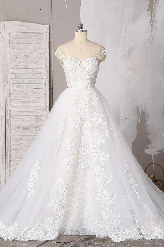 Lace Applique Off-Shoulder Wedding Dress