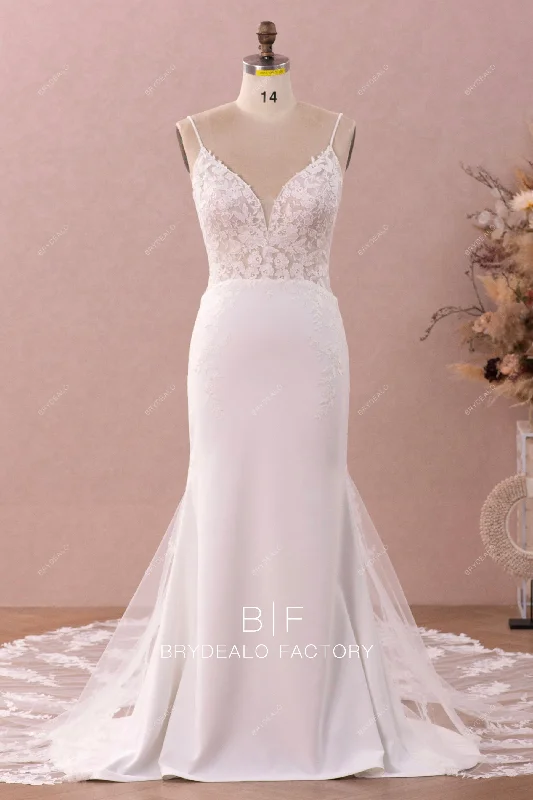 Crepe Lace Illusion Detail Mermaid Bridal Gown