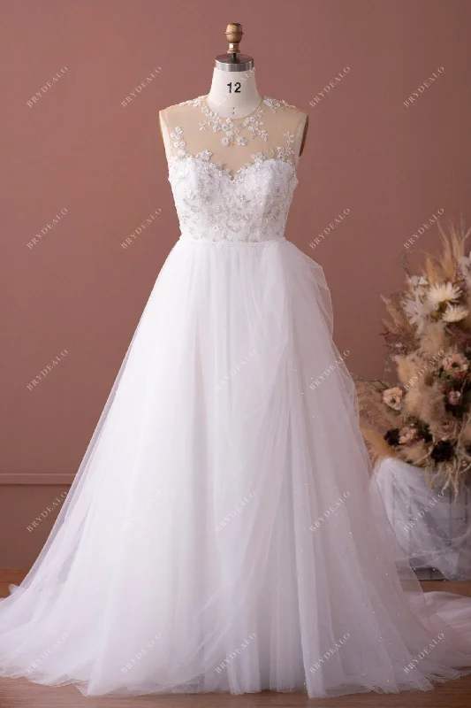 Romantic Illusion Neck Wedding Dress