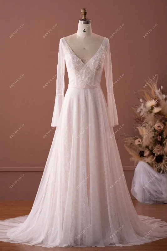 Bohemian Bell Sleeve Wedding Dress