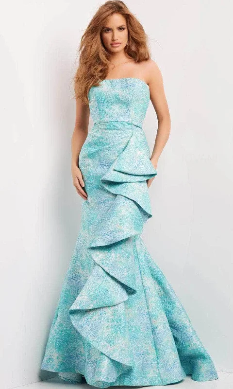 Jovani 08093 - Strapless Straight Across Neck Evening Gown