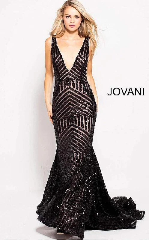 Jovani - 59762 Sexy Fitted Sequined Plunging Gown