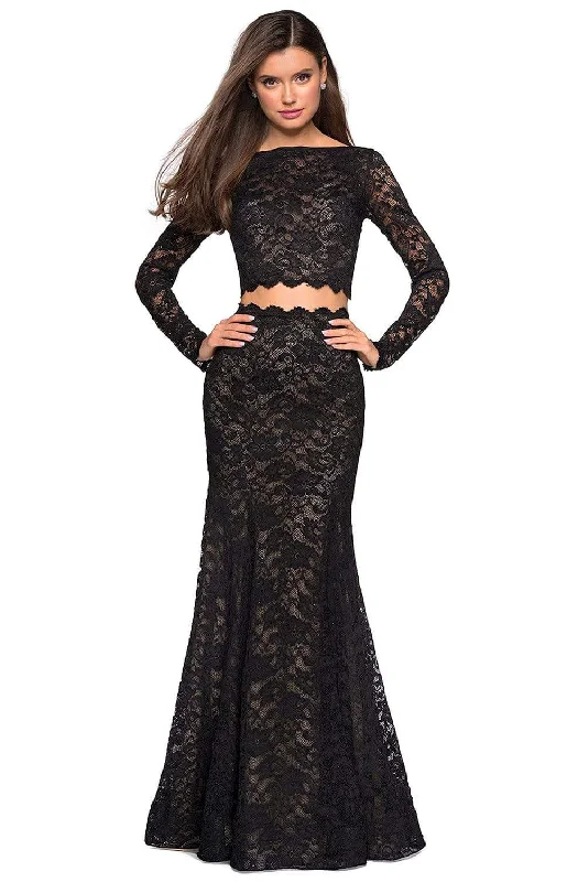 La Femme - 27601 Two-Piece Allover Lace Long Sleeve Evening Gown