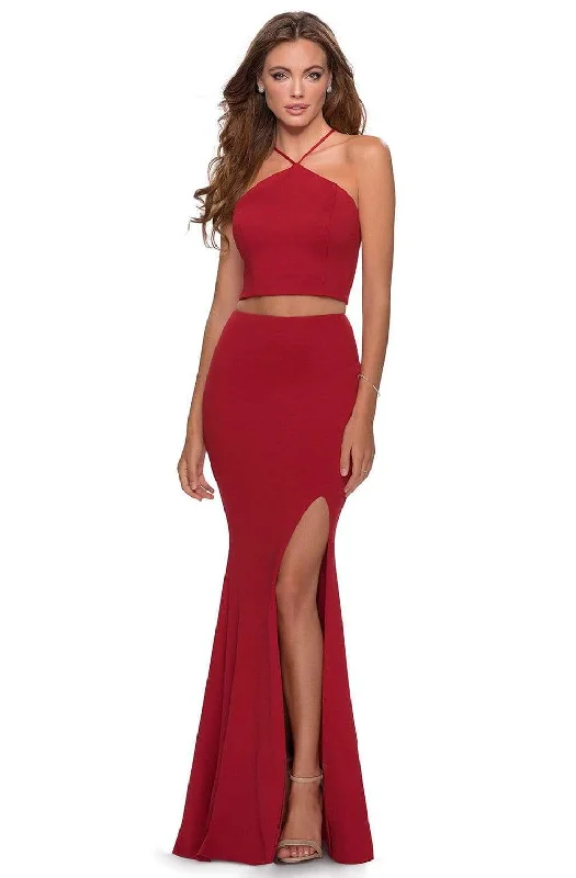 La Femme - 28624 Two Piece Halter Jersey Sheath Dress