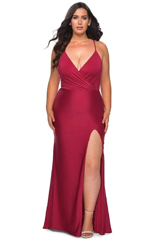 La Femme - 29022 Plunging V-neck Jersey Plus Size Prom Dress