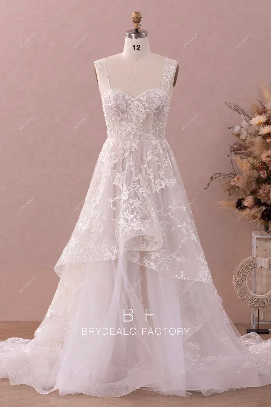 Lace Straps Horsehair High-low Wedding Dress