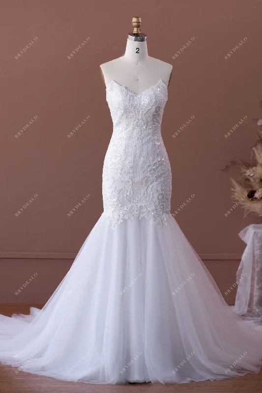 Sequined Lace Mermaid Wedding Dress