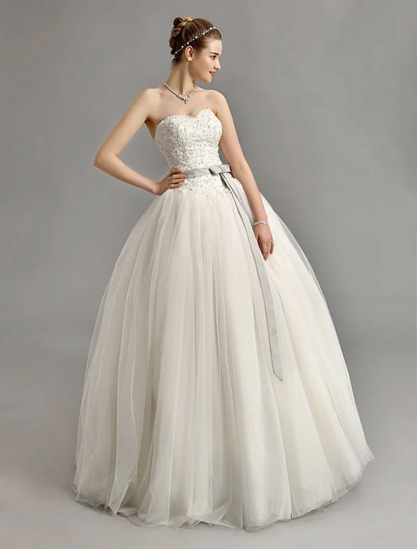 Sweetheart Ball Gown Wedding Dress With Colored Sash Exclusive