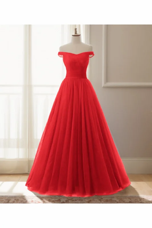 A-Line Floor Length Tulle Prom Dress CS0459