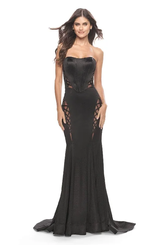 La Femme - 31601 Illusion Cutout Strapless Gown