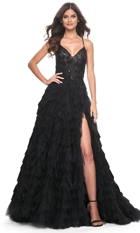 La Femme 32108 - Ruffle Detailed A-Line Prom Gown